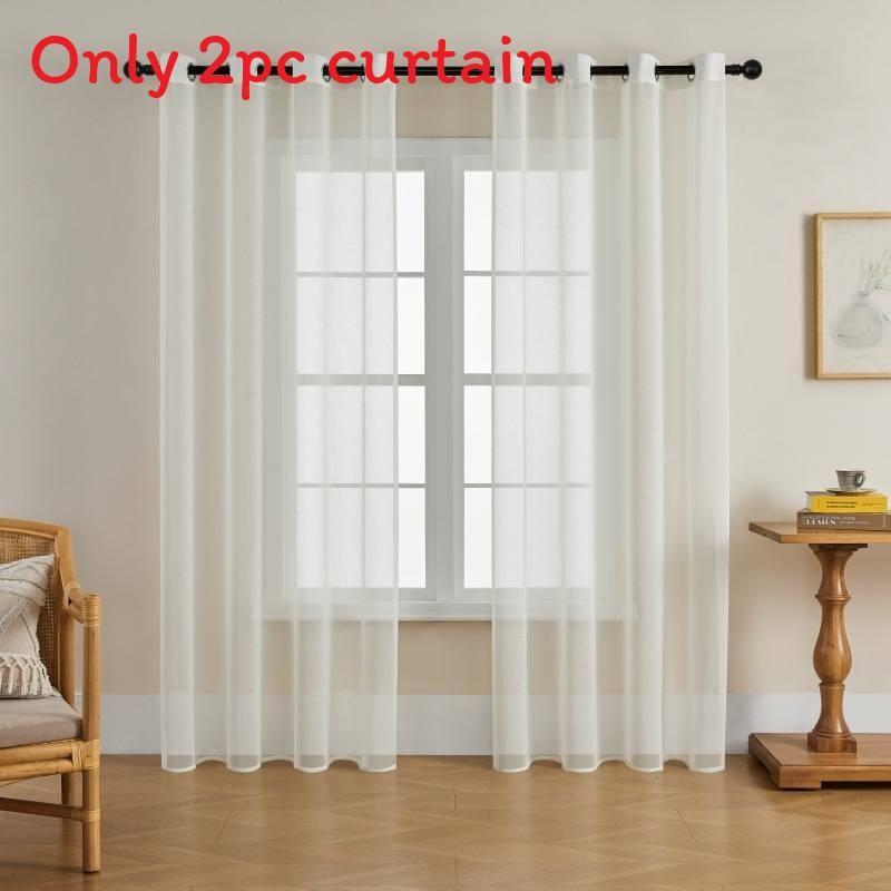 Color Modern Solid Light Transmission Curtain Bedroom Living Room Sheer Semi