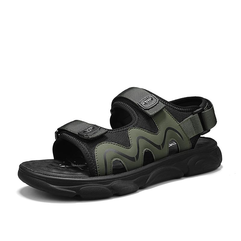 

Модные мужские сандалии из натуральной кожи 2024 лето пляжные шлепанцы мужские нескользящие мягкие удобные уличные туфли высокое качество мужчина 44 зелёный