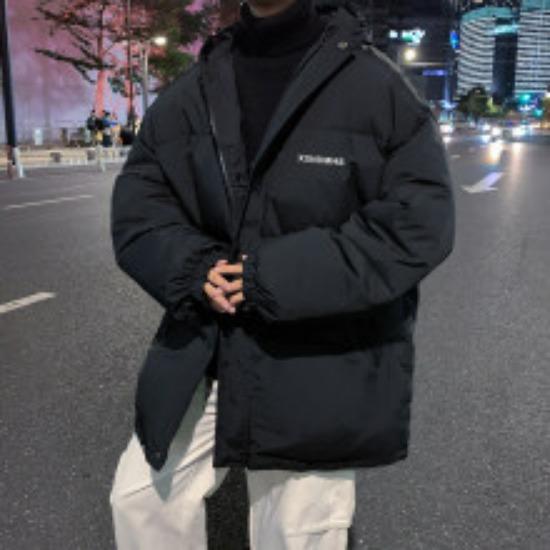 Hooded Cotton Coat Men's Winter Loose Thickened Cotton Jacket Trendy Brand Couple Student Bread Cotton Coat Warm Jacket Plus Size Men