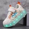 TUINANLE Rollschuhe mit vier Rädern, Laufschuhe für Jungen und Mädchen, können laufen, rutschen und schrumpfen, Blinklichter für Schüler