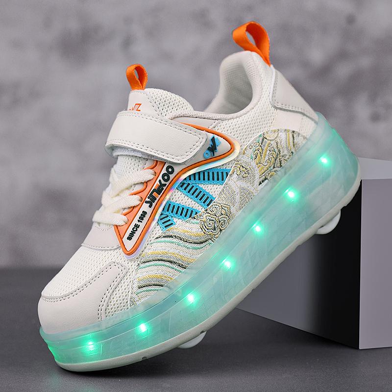TUINANLE Rollschuhe mit vier Rädern, Laufschuhe für Jungen und Mädchen, können laufen, rutschen und schrumpfen, Blinklichter für Schüler