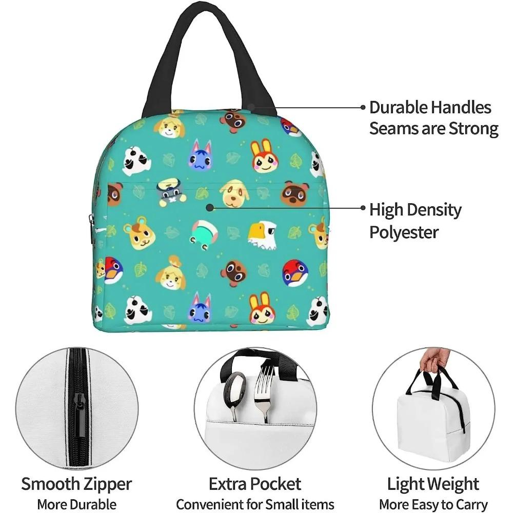 Small Animals Cartoon Lunch Bag Leakproof Tote Bag for Boys Girls Reusable Waterproof Insulated Lunch Box for Picnic Work School