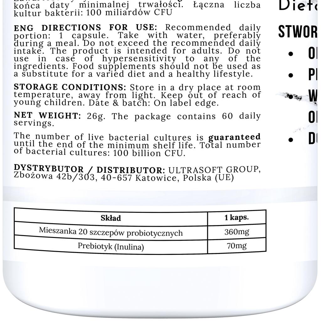 60x PROBIOTIC 100 BILLION CFU x20 STRAINS SYNBIOTIC GUT HEALTH FATIGUE IMMUNITY