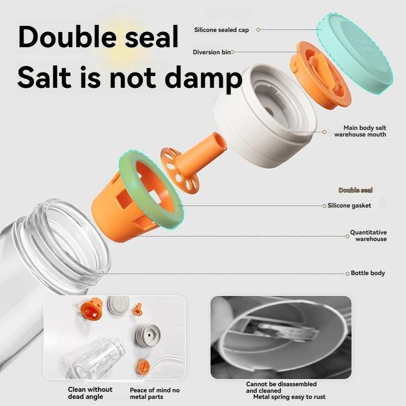 1 ks Skleněná nádobka na sůl Nádoba na koření Vzduchotěsná Odolná proti vlhkosti Kuchyňská slánka na grilování Rovnoměrné rozložení koření