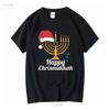 Chanukka T-Shirt Fröhliches Chrismukkah Menora Kerze Frohe Jüdische Religiöse Feiertage lang- oder kurzärmlig Vintage Gewaschen