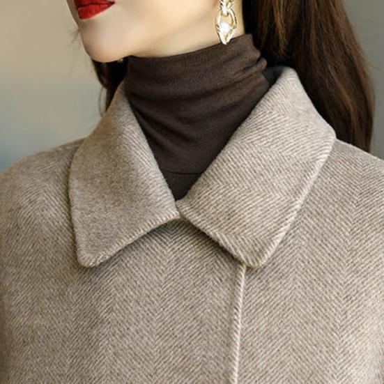 Women Jacket Turn-down Collar Long Sleeves Double-breasted Windbreaker Loose Pockets Mid Length Outdoor Travel Commuting Overcoat