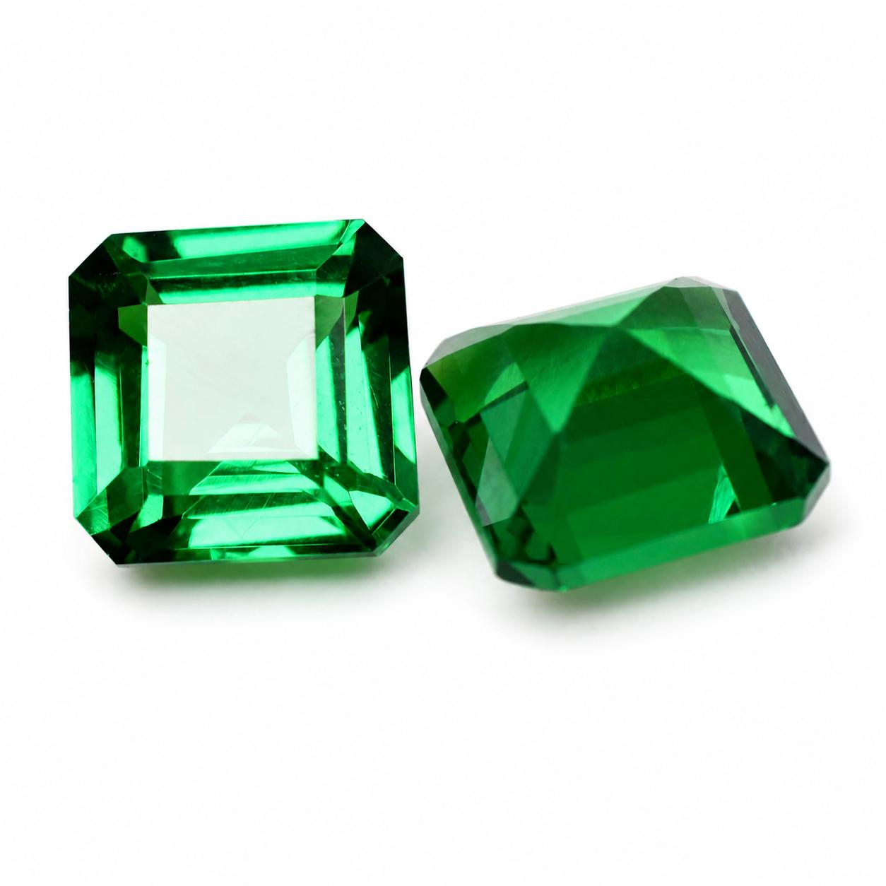 

CERTIFIED Natural Tsavorite Green Garnet Square Cut 18.45 Ct Loose Gemstone Pair 12.14 mm approx. зелений