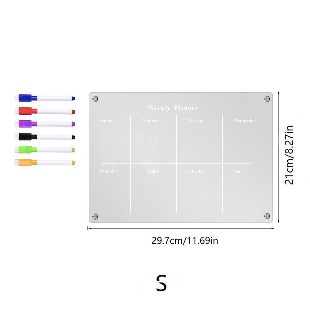 Clear Magnetic Acrylic Weekly Planner Erasable Fridge Message Board