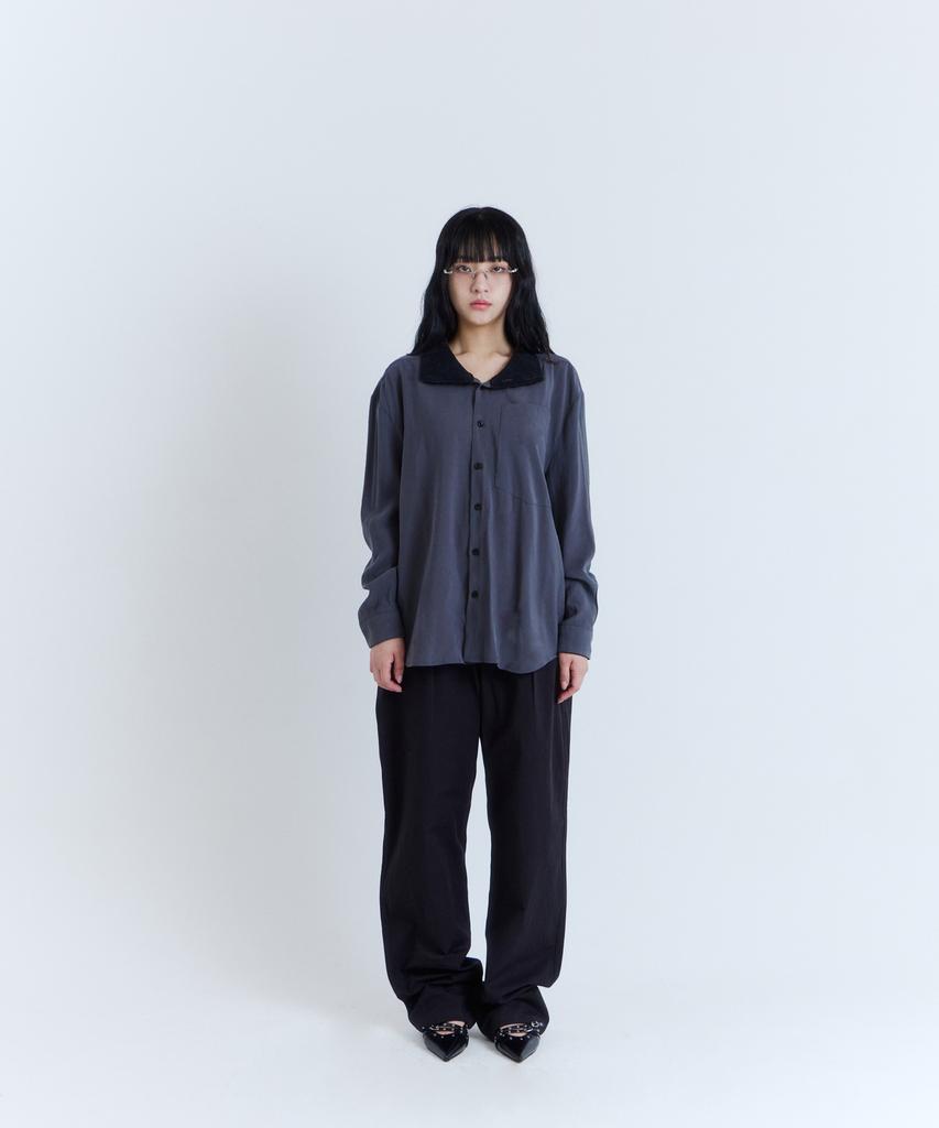 PARADIGMFILM [Ep.03] High-Neck Brushed Viscose Shirt (Charcoal)