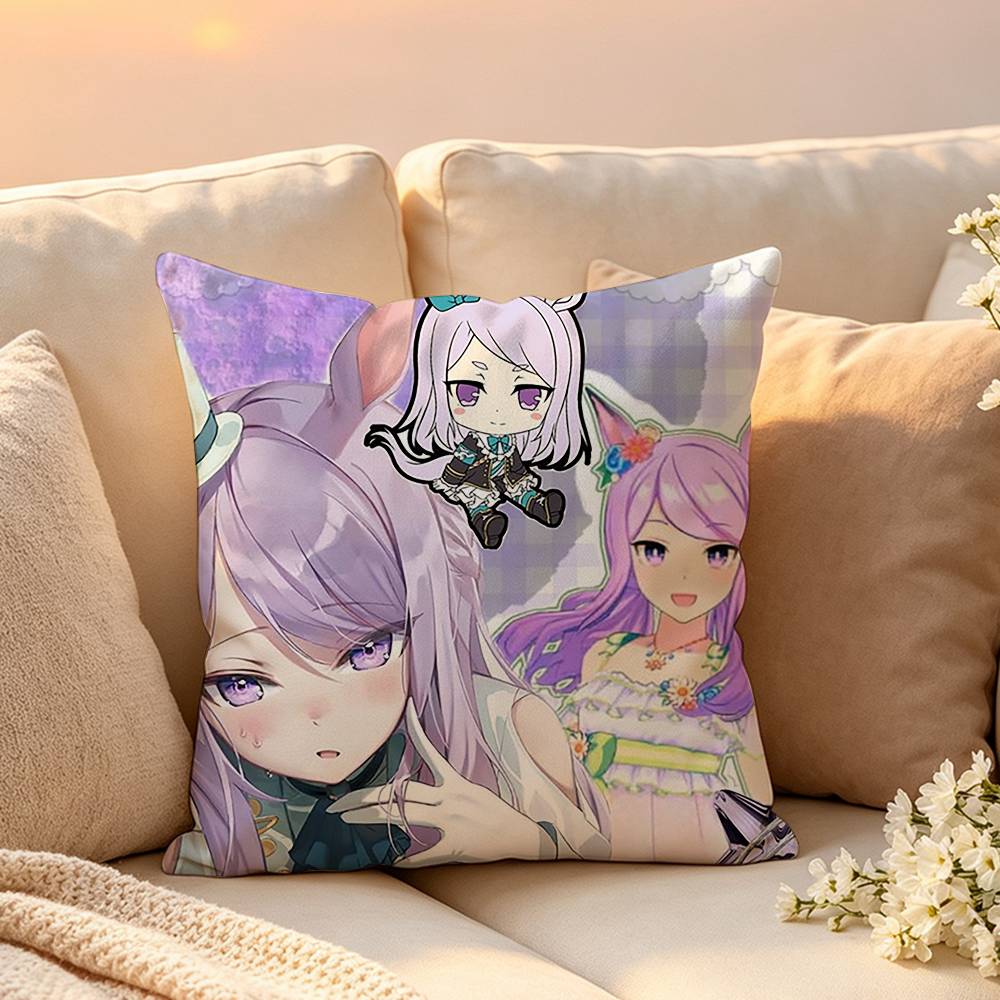Cute Mejiro Mcqueen Uma Musume Pillow Case Pattern Printed Pillowcase For Living Room Sofa Cushion Cover