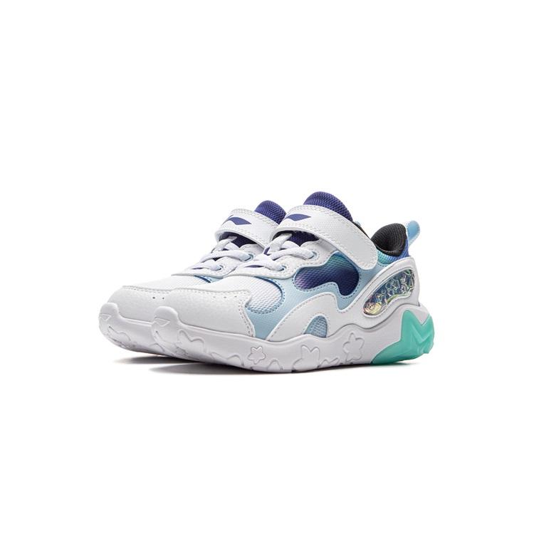 Li Ning Kids Lightweight Fashion Comfortable Casual Shoes Kids Sneaker Standard-White Sky-Blue Shadow-Purple-Blue YKNU108-5