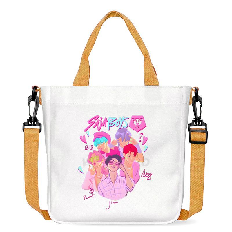 Kids Girls Kpop Hunters Derpy Rumi Zoey Mira Printed Student Lightweight Crossbody Bag Casual Canvas Shoulder Bags