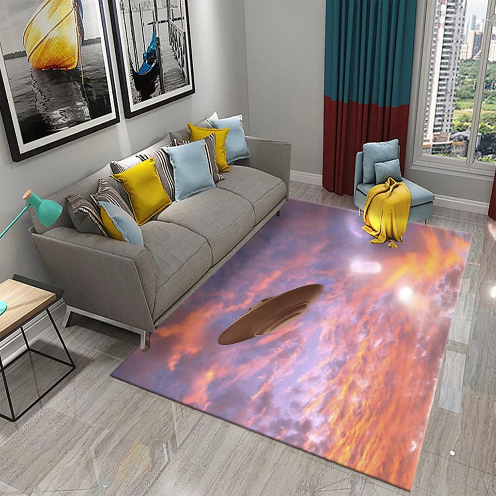 UFO Alien Carpet Mystery Science Fiction Theme Rugs for Bathroom Kitchen Floor Door Anti-Slip Mat Bedroom Entrance Decor Rugs
