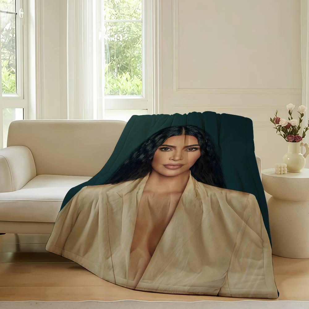 American actor K-Kim K-Kardashia Blanket For Sofa Office Bed Plane Travel Sleep Read Relax Camping Soft And Warm