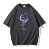 Moon Astronaut Pattern Men's Short Sleeves Cotton T-shirt Large Size Loose Tee
