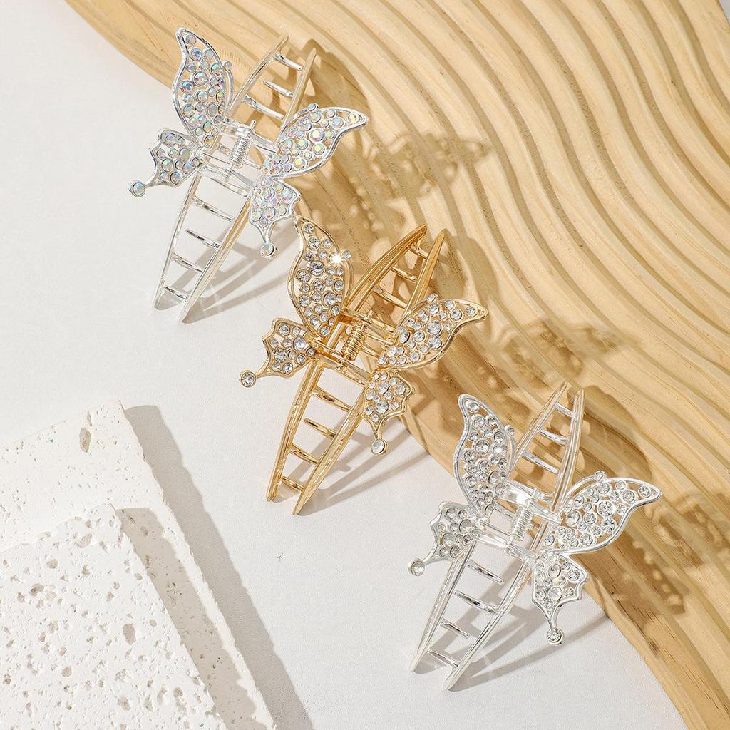 Luxurious Sparkling Diamond Butterfly Hair Clip – Stylish Alloy Claw for Hair Bun