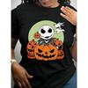 Womens Casual Short Sleeved Tshirt with Printed Pattern Fun Design Humorous Style Daily Wear Halloween Top Women Clothing