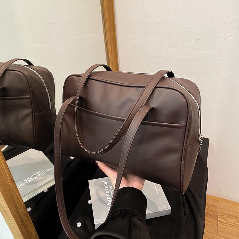 Vintage-Inspired Large Capacity Tote Bags Zipper Closure, Durable Edges, Stylish Shoulder & Crossbody Bags for Women, Fashion Accessories