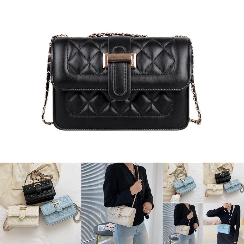 Fashionable Urban Chic Diamond Quilted Chain Shoulder Bag Stylish Small Pu Crossbody
