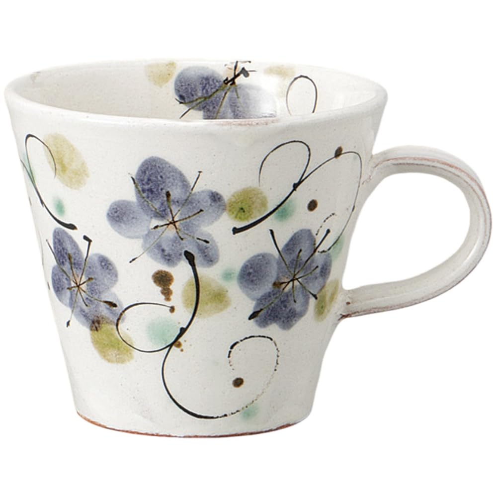 x x Glass Flower Pattern Microwave Mino Made in Japan Ale-net Mug, 11.5 9.3 8.2 cm, 320cc, Mug, Ceramic, Safe, Ware,