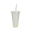 710 ml Hvit Kopp med Lokk og Sugerør Fargeskift Kaffekopp Gjenbrukbar Kopp Plast Tumbler Matt Finish Kaffekrus Par-kopp