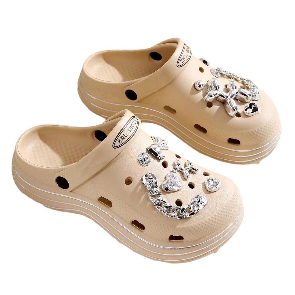 Дірки для жінок, літнє взуття, товста підошва, нековзне, модне інтернет-знаменитість, миле вітерне пляжне взуття, сумка, пара, круті капці