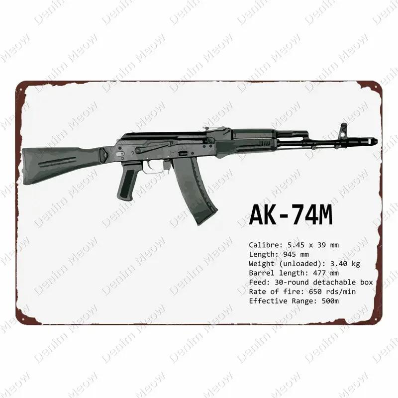 Plaque Métallique Vintage Uzi - Plaque Étain Pistolet Fusil, Décoration pour Fans Militaires Bar Club Café Pièce, Peinture Art Mural