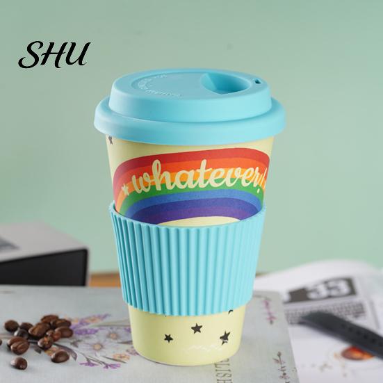 Travel Cup 470ml Coffee Mug Decal Design Insulation Portable Milk Bottle Bamboo Fiber Degradable Water for