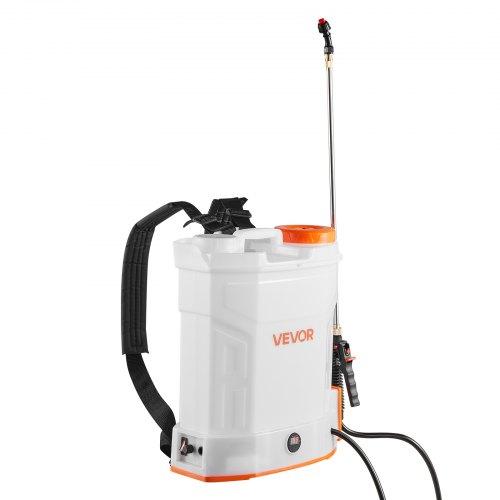 VEVOR Battery Powered Backpack Sprayer, 12L Powerful Electric Backpack Sprayer, 2 Retractable Wands & 5 Nozzles, Adjustable 0-90 PSI
