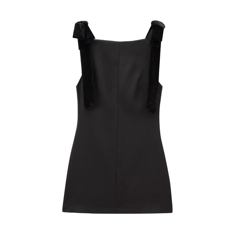 Kaslead New Arrival Women's Clothing Fashion Style Fashion Minimalist Velvet Bowknot Decoration Dress 9057777