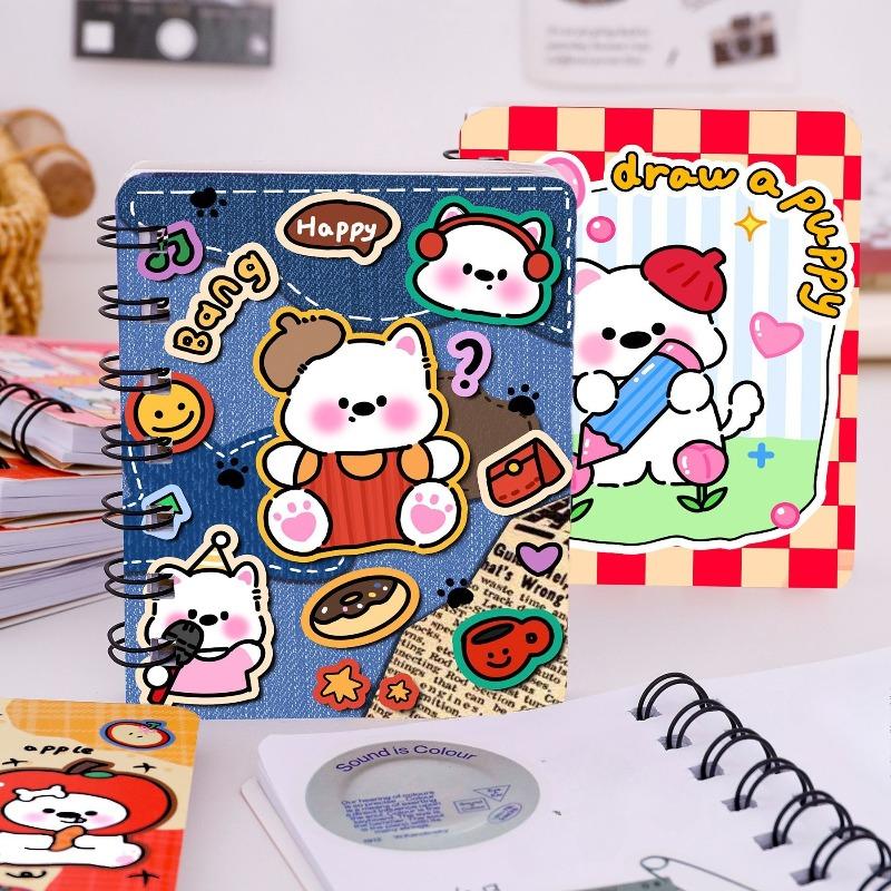 14Pcs Spiral Notebook Cute Puppy Blank Refillable Notepad for Students Giftable Memo Book Portable Pocket Journal Notepad