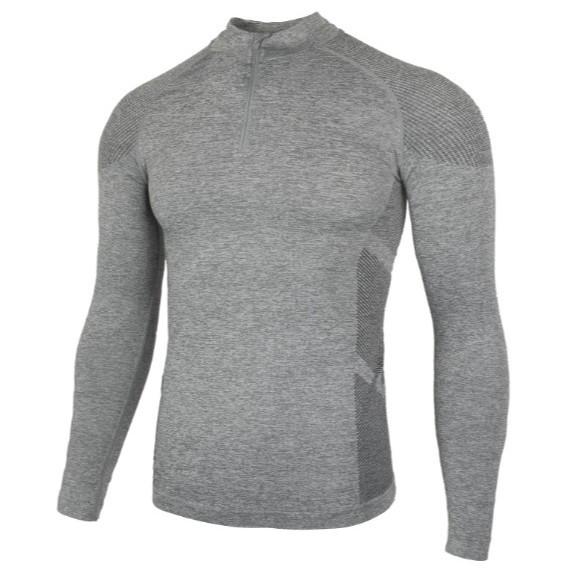 American Seamless Jacquard Zip-Up Fitness Base Layer Quick-Dry Slim Fit Long Sleeve T-Shirt
