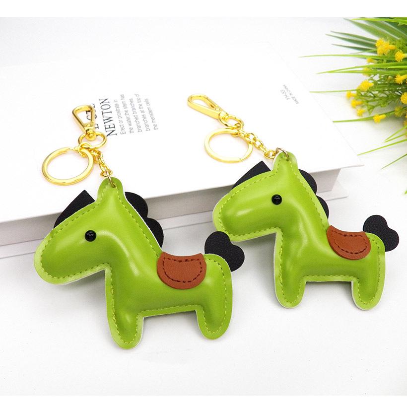 New Year Lucky Horse Leather Keychain - Cartoon Doll Bag Charm & Car Key Pendant