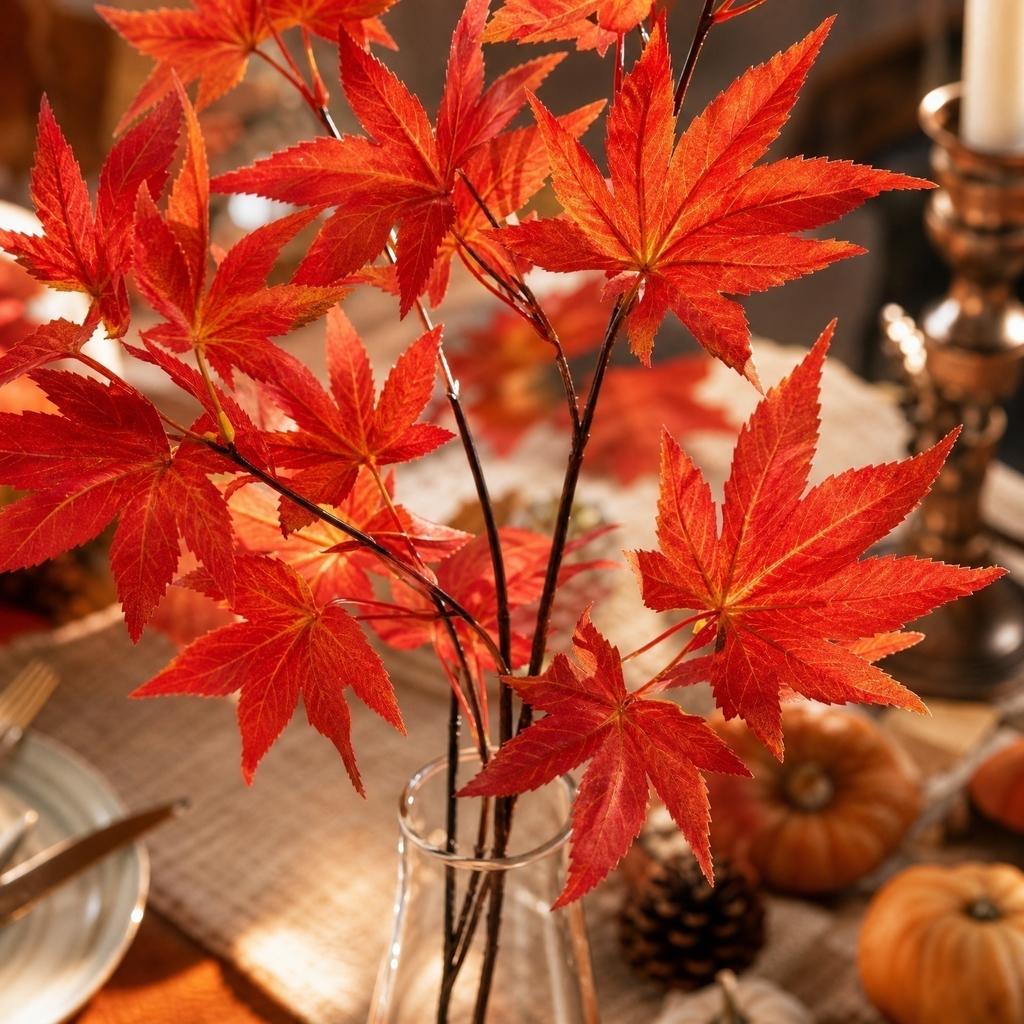 Artificial Maple Leaf Branch Decorative Plant for Home Office Indoor Outdoor Use Realistic Texture and Natural Shape Faux Greenery Branch