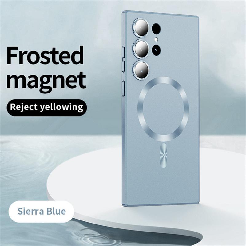 For Magsafe Magnetic Wireless Charging Matte Phone Cases For Samsung S25 S24 S22 S23 Ultra S24 S25 Plus Shockproof Cover Case