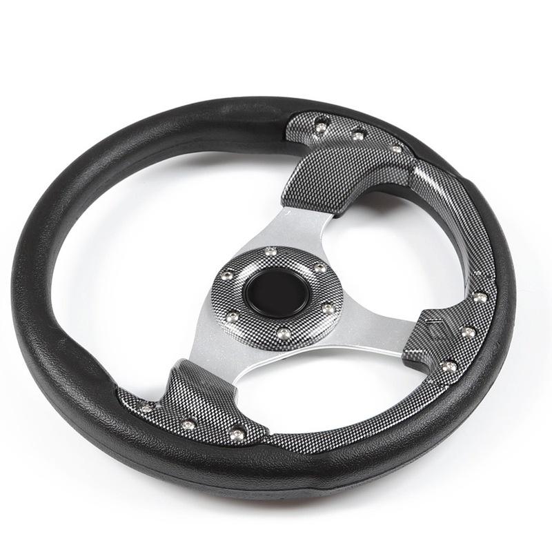 13 Inch 320mm PU PVC Classic Racing Game Drifting Sport Car Vintage Universal Car Refit Steering Wheel Black/Carbon Fibre Styl