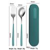 Set di Posate in Acciaio Inossidabile 304: Forchetta, Cucchiaio, Bacchette con Scatola a Strisce Verticali per Viaggio, Campeggio, Uso Studentesco