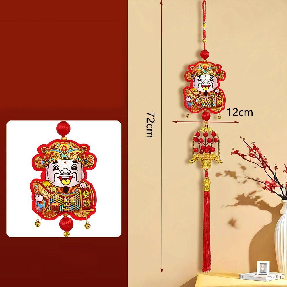 Chinese Knot Blessing Character Pendant Red Hanging Lucky God of Wealth Pendant Spring Festival Pendants