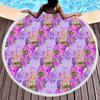 Cartoon Easter Egg Round Beach Towel with Tassels Roundie Yoga Meditation Mat Picnic Rug, Sand Proof Absorbent Circle Swim Towel