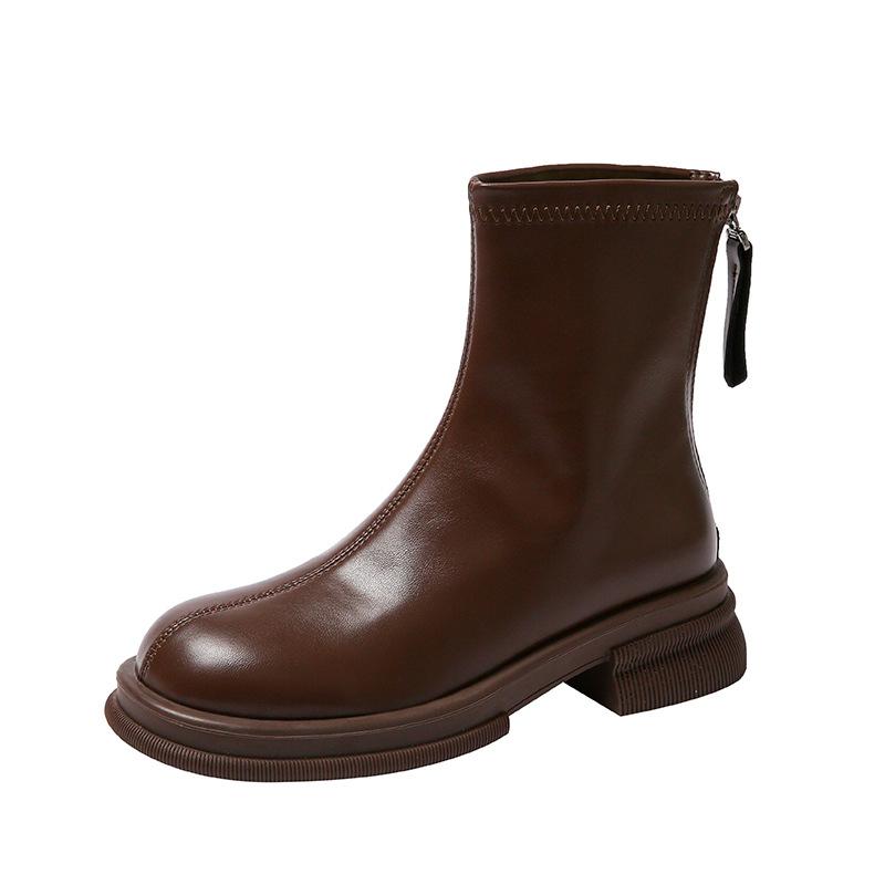 Brown Martin Boots Women's Spring and Autumn Platform British Wind Fried Street Short Boots Tide Ins