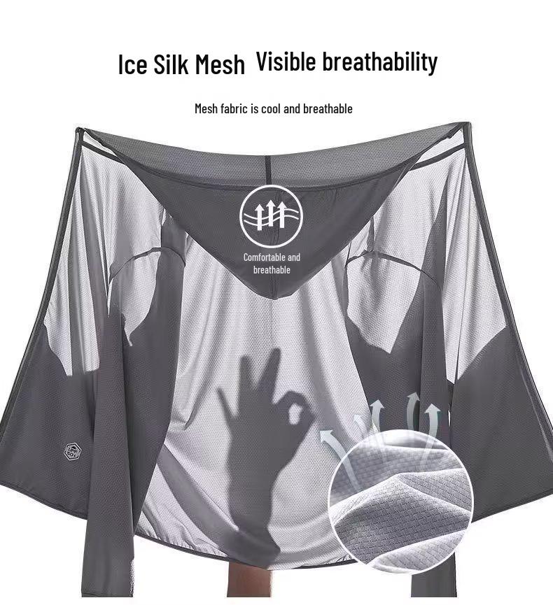 Unisex Ice Silk Mesh Quick-Dry Sun Protection Hooded Jacket for Summer Sports