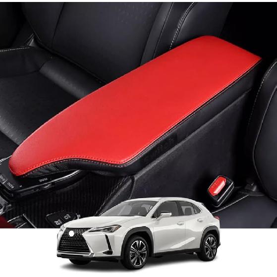 Пользовательские внутренние аксессуары Kakash для Lexus UX 200 250h 2019 2020 2022 2023 Кожаный чехол на центральную консоль подлокотник, водонепроницаемый против царапин Red+Black