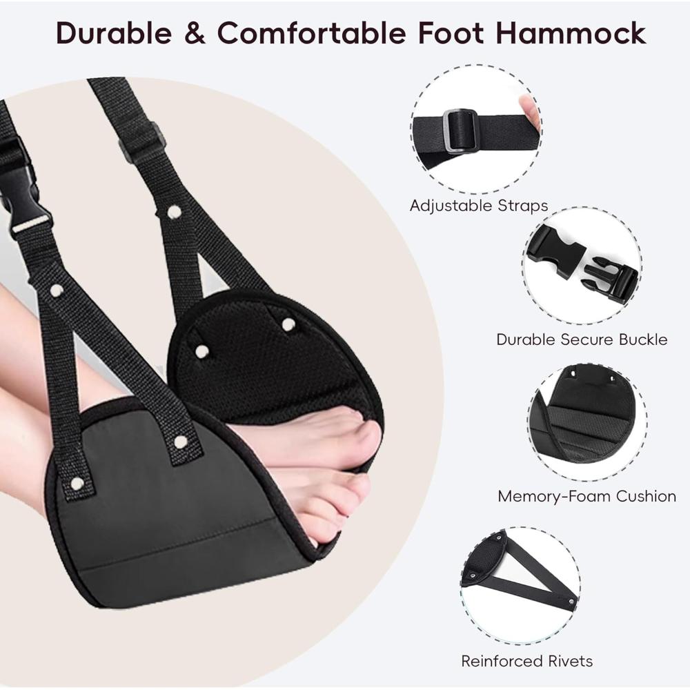 Adjustable Foot‑Rest Strap for Airplane & High‑Speed Train, Portable Foot Hammock, Long‑Journey Travel Essential Accessory