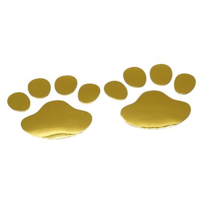 PR-FOOTSTICKER-GD Cute Paw Car Stickers 3D Dress Up Emblem Stickers for Cars, Motorcycles, Dogs, Cats, Footprints, Car Supplies (Gold)