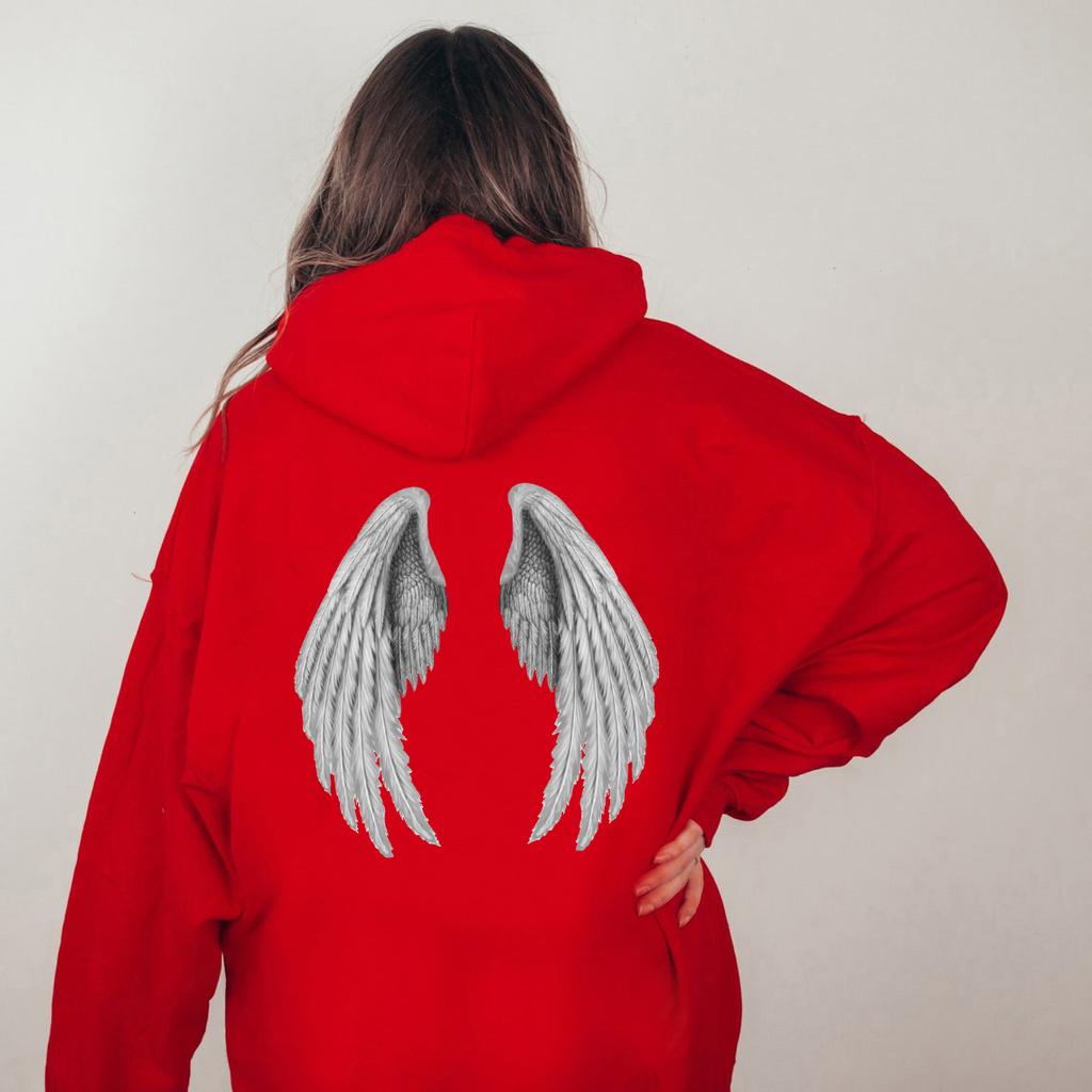 Women Wings Print Hoodies Harajuku Oversized Long Sleeve Hooded Jacket Female 2023 Autumn Hip Hop Punk Sweatshirt Top