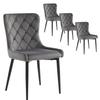 Chaise de salle à manger avec dossier (4 pièces), chaise de cuisine avec revêtement en velours, gris foncé