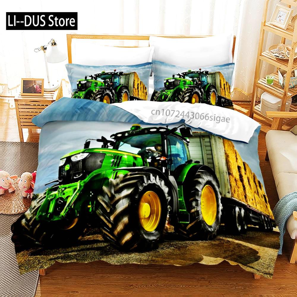 Tractor Bedding Set Bedspread Single Twin Full Queen King Size Sports Bed Set Aldult Bedroom Duvetcover 2 conjunto de cama