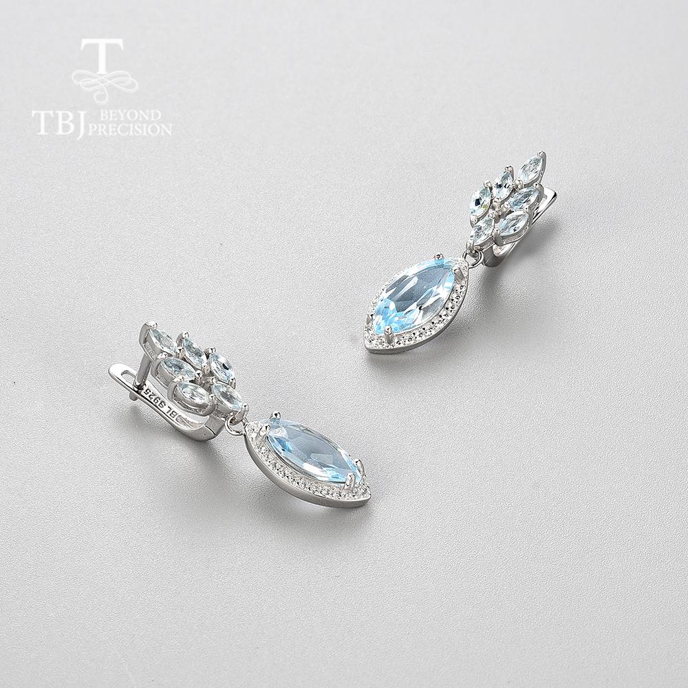 2022 neue Natürliche Brasilien himmelblau topas verschluss ohrring baumelnden ohrring natürlichen edelstein edlen schmuck für frauen 925 sterling silber