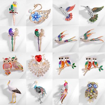 סיכה יוקרתית לבעלי חיים קטנים, סיכת ינשוף רטרו מלאה ביהלומים לציפורים, תכשיטי נישה צרפתיים יוקרתיים