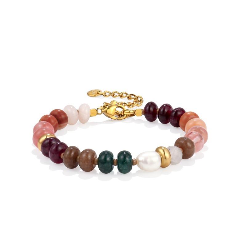 Women Colorful Natural Stone Beaded Bracelet Dopamine Summer Versatile Hand Jewelry